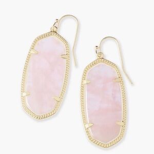 Elle Gold Drop Earrings in Rose Quartz